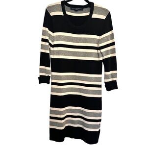 French Connection Striped Black & White Sweater Dress Size 10
